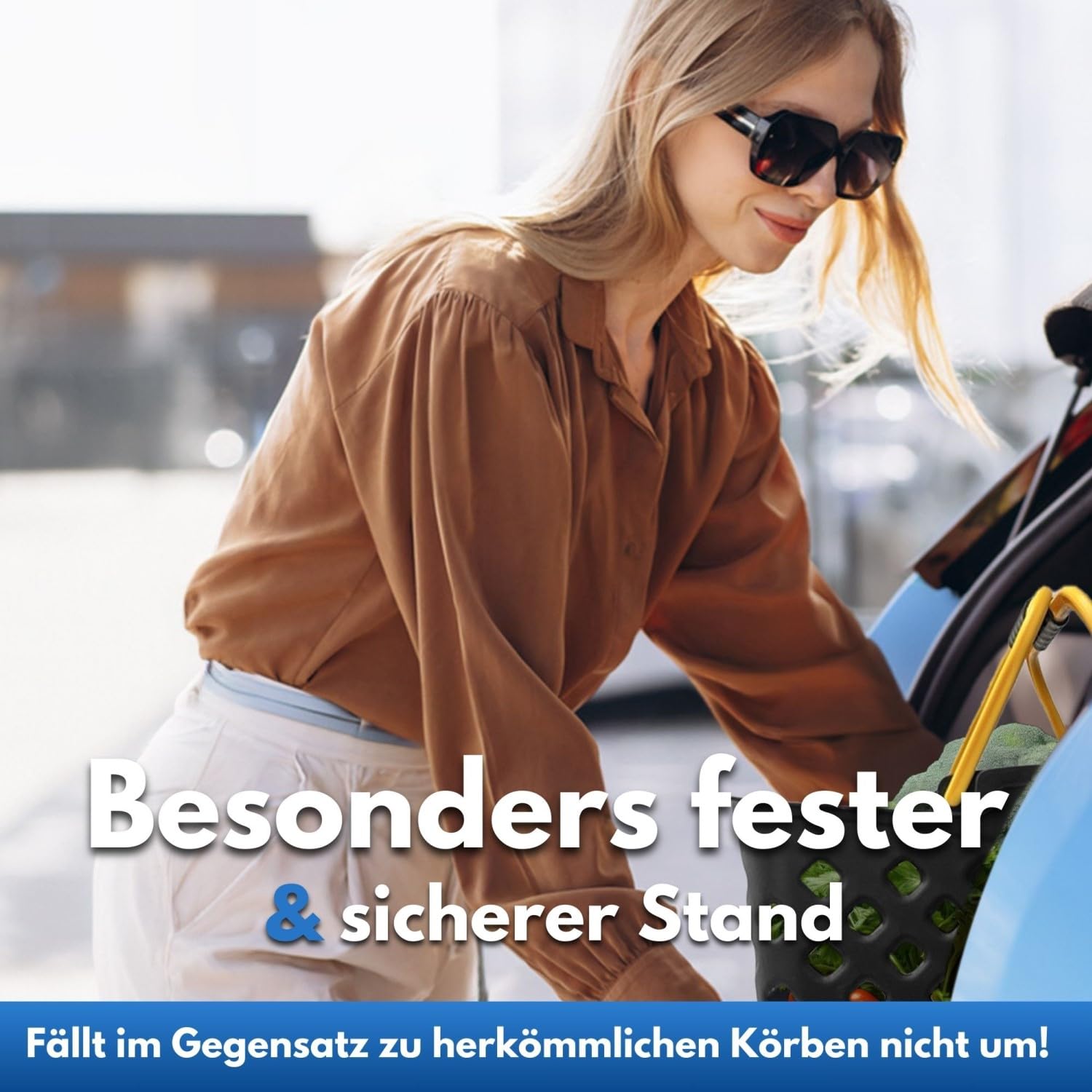 Einkaufskorb Shadow Style – 22L Kunststoff-Korb stapelbar – Mit 2 Tragebügeln für Laden & Einkauf – Lebensmittelecht – Schwarz-Gelb (10 Stk.)