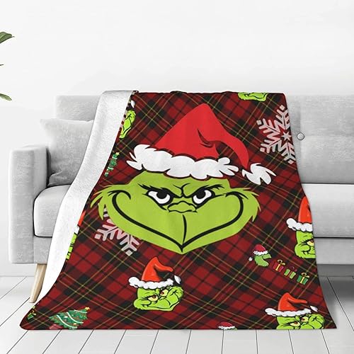Miniatura 1 de Mantas y mantas de Navidad de dibujos animados, mantas y mantas súper suaves de monstruo verde, manta de otoño para entrenador, manta de cama de