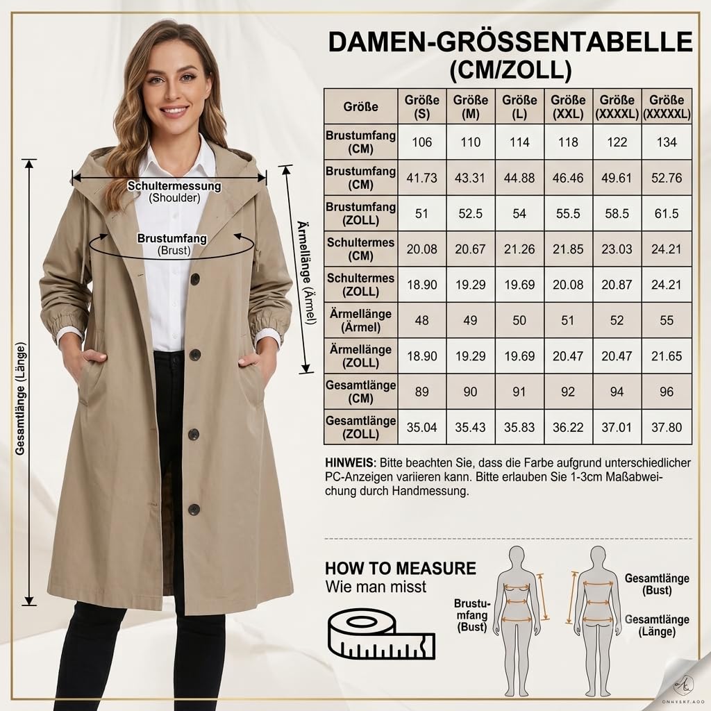 Generisch Trench Coat pour femme, trench long avec capuche, parka, manteau de transition, manteau d'été, veste coupe-vent, veste d'extérieur léger, trench coat, manteau décontracté, coupe-vent, vert