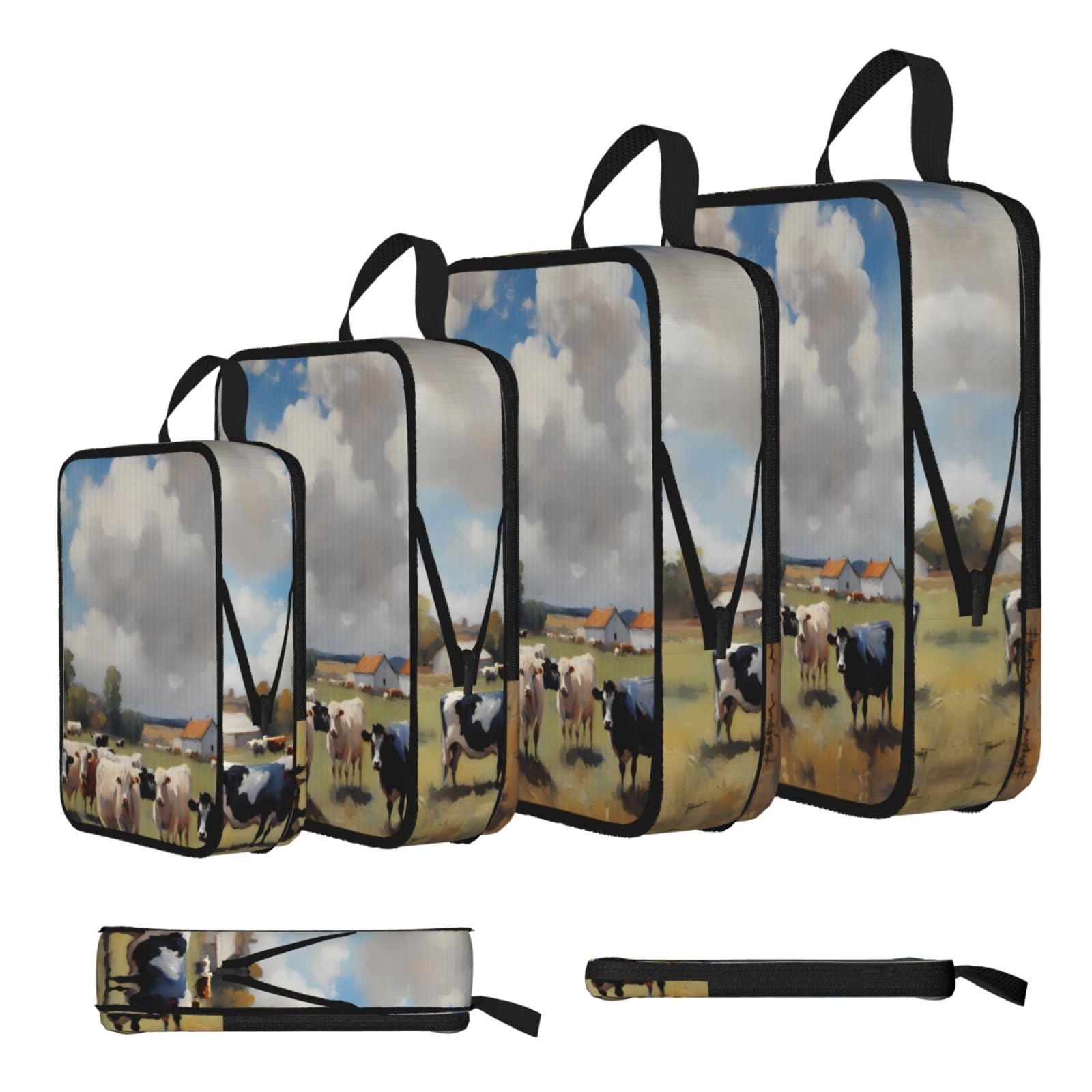 Sxzvvbn Black A Large Farm. Compression Packing Cubes 4 Piece Set