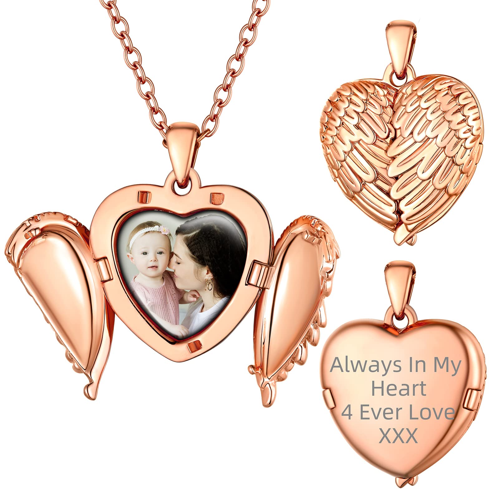 Supcare Cuore Collana con Foto Personalizzata, Argento/Oro/Oro Rosa Collana Donna con Medaglione, 12 Stili Foto Collana Portafoto Locket, Idee Regalo Donna Ragazza Mamma