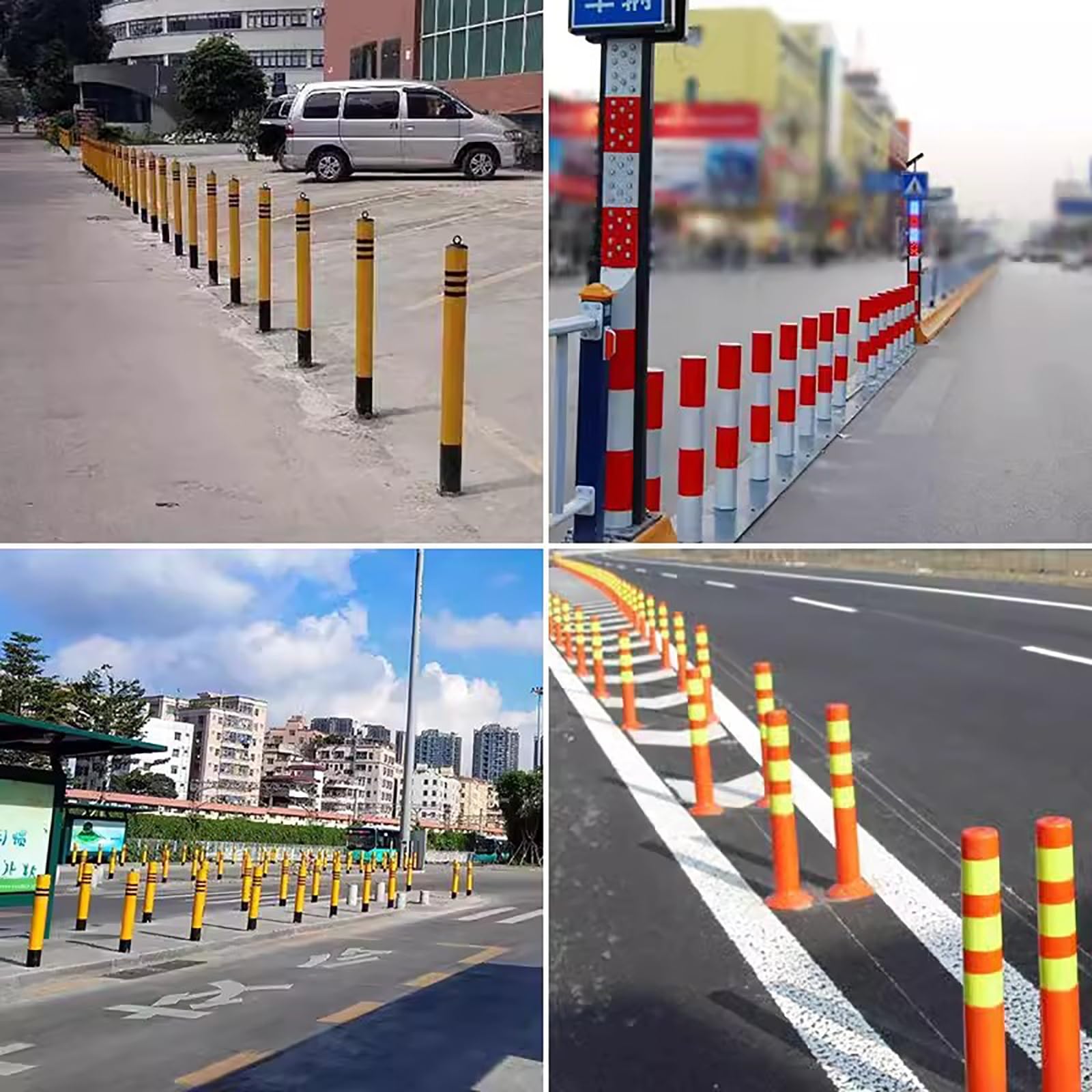 Dissuasori di sicurezza in acciaio resistente, paletti di delimitazione per parcheggio per il controllo del traffico in vialetto (50x16 cm)