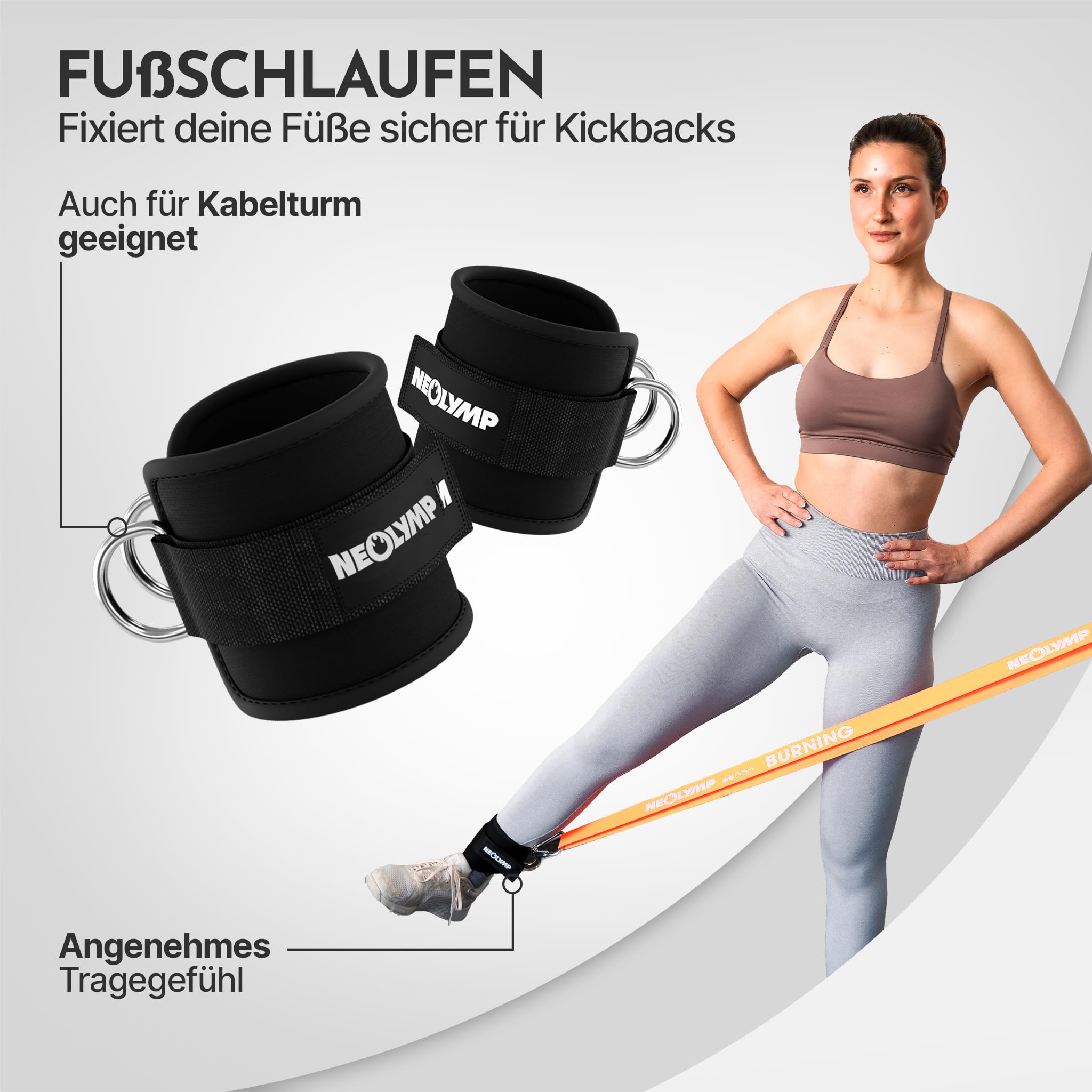 NEOLYMP Lange Fitnessbänder Stoff mit Fitness Zubehör - waschbare Resistance Bands, Widerstandsbänder, Gymnastikband, Fitnessband, Trainingsbänder, Klimmzugbänder, Krafttrainingssets