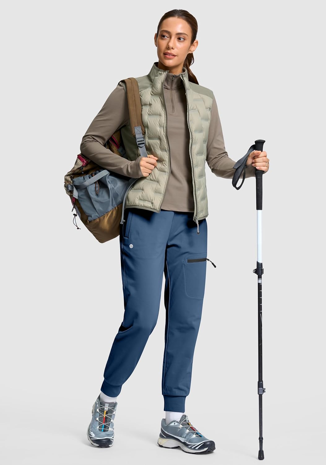 G Gradual Women's Fleece Lined Joggers Hiking Pants 4 Zipper Pockets High Waisted Water Resistant Winter Running Sweatpants - Image 6