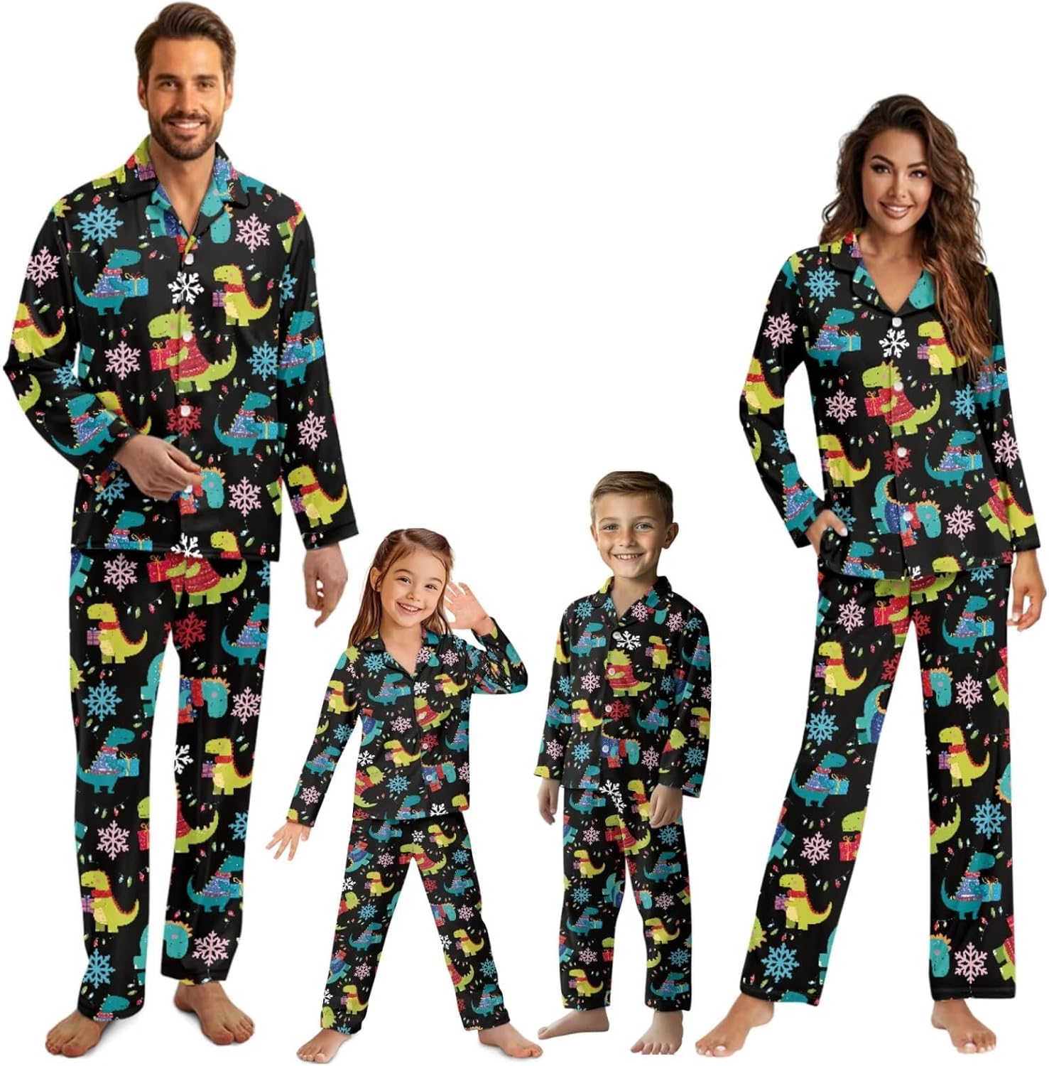 YEXIATODO Christmas Family Pajamas Set Xmas Long Sleeve Matching Holiday Pjs Family Sleepwear Sets Christmas Nightwear