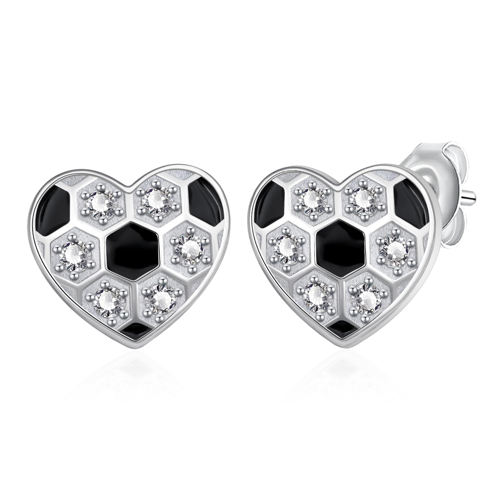 Orecchini da calcio in argento Sterling 925 da donna, gioielli sportivi, regalo per donne