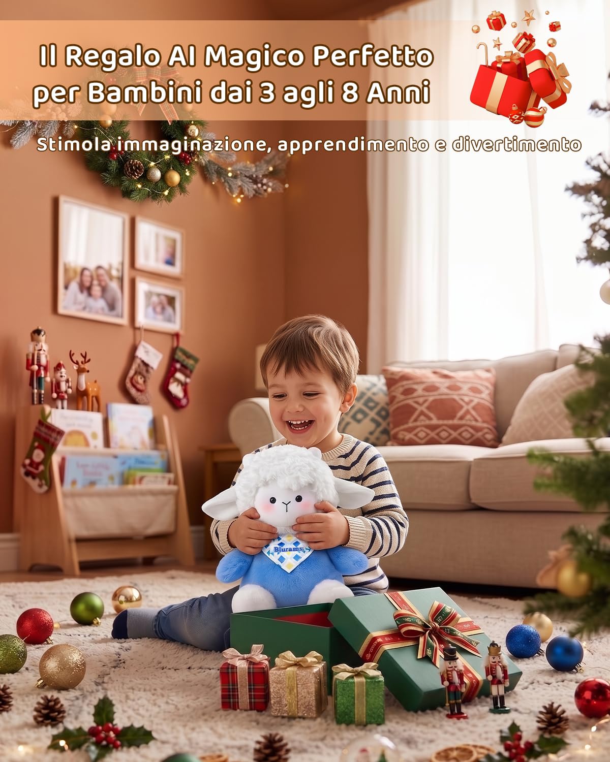 blurams Peluche Interattivo AI, Animali Giocattolo per Bambini 3–8 Anni con Chat Vocale, Controllo tramite App, Memoria e Report Giornaliero, Compagno Educativo ed Emotivo, Idee Regalo Natale 2026