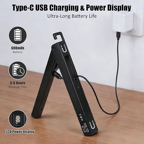 COB Work Pen Light LED Folding Work Flashlight with Magnet Portable Torch Rechargeable , Multi-Function Ruler Flashlight Rotate 180 Adjustment Work Light for Hiking Camping Emergency Outdoor (DT07)