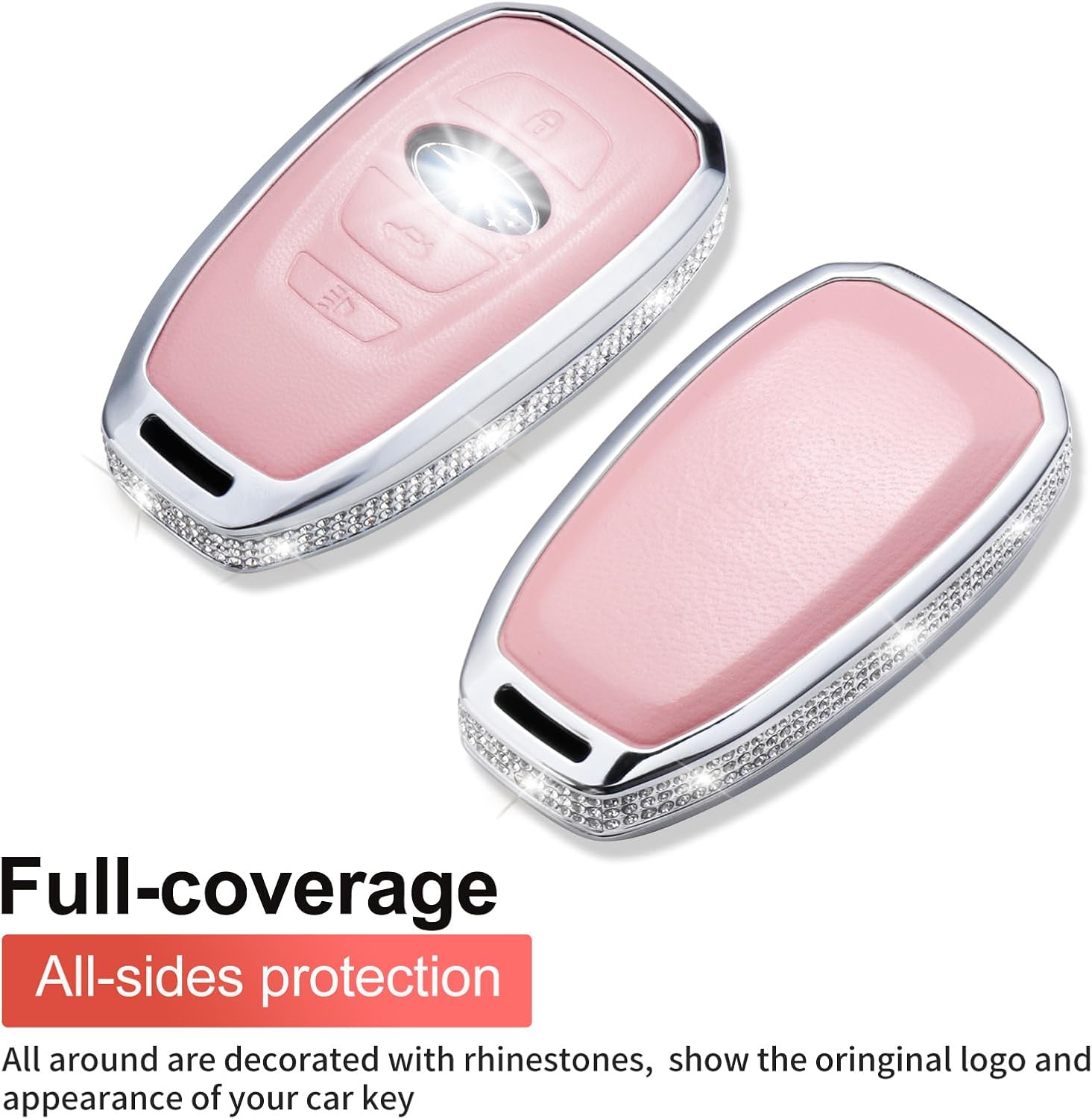 for Subaru Key Fob Cover with Keychain, Pink Leather Key Case Fit for Ascent BRZ Crosstrek Forester Impreza Legacy Outback WRX STI Smart Key