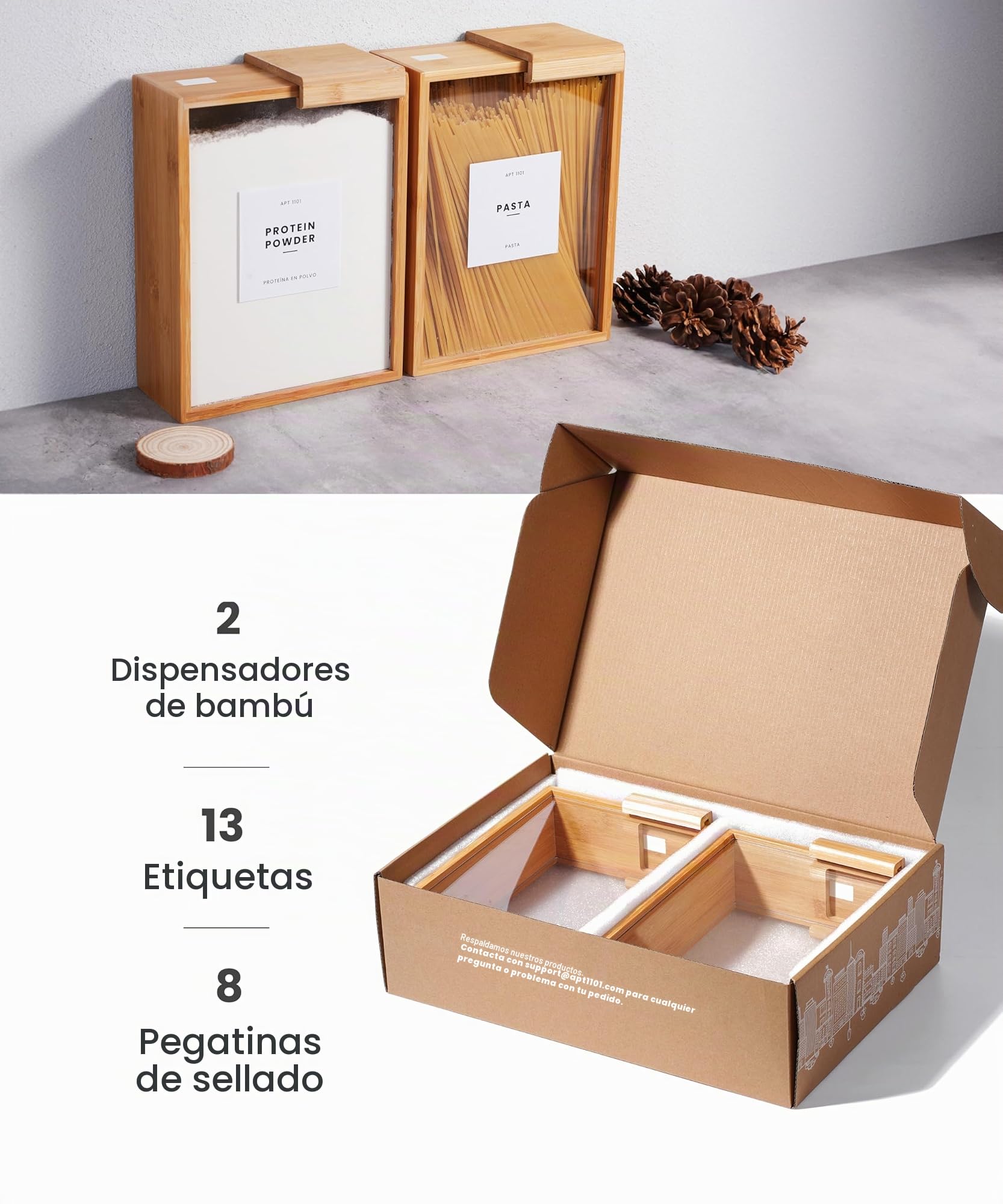 APT 1101 Dispensador de alimentos de 2 litros | Organizadores de cocina | Contenedores de cereales y despensa