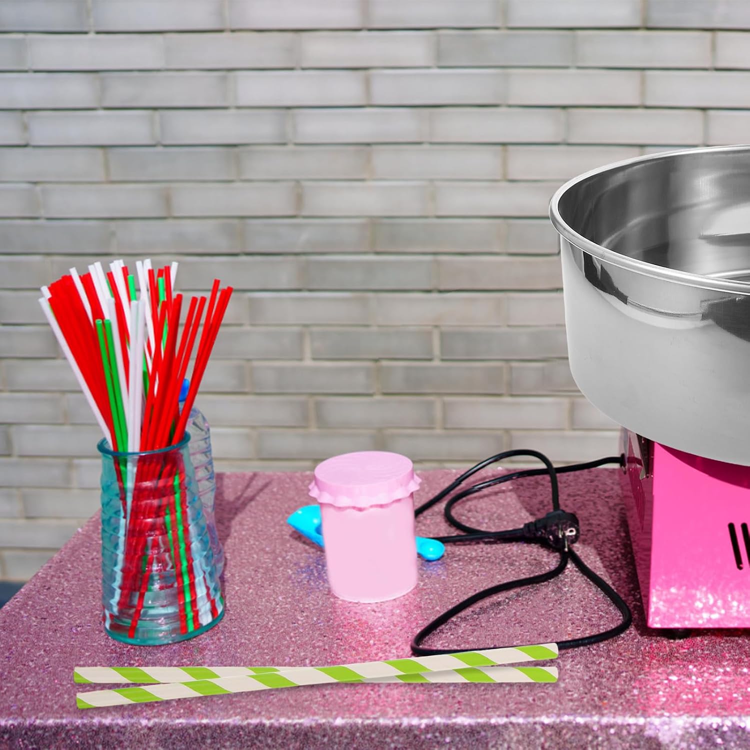50pcs Light Green Cotton Candy Paper Sticks Compatible Automatic Cotton Candy Machines Food-Safe Paper Material for Busy Events and Fairs Accessories