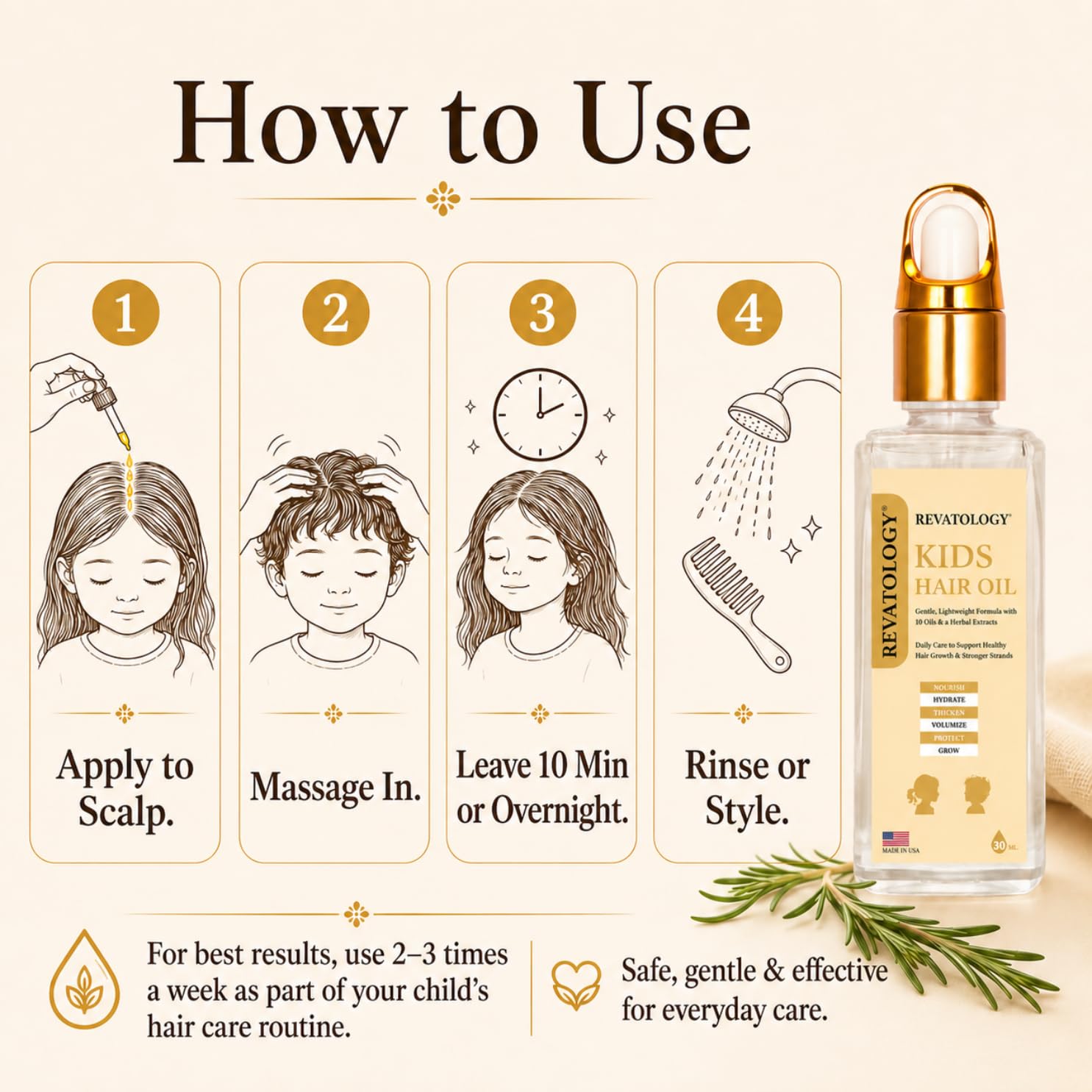 REVATOLOGY Kids Hair Growth Oil for Babies and Toddlers, 26 Botanicals