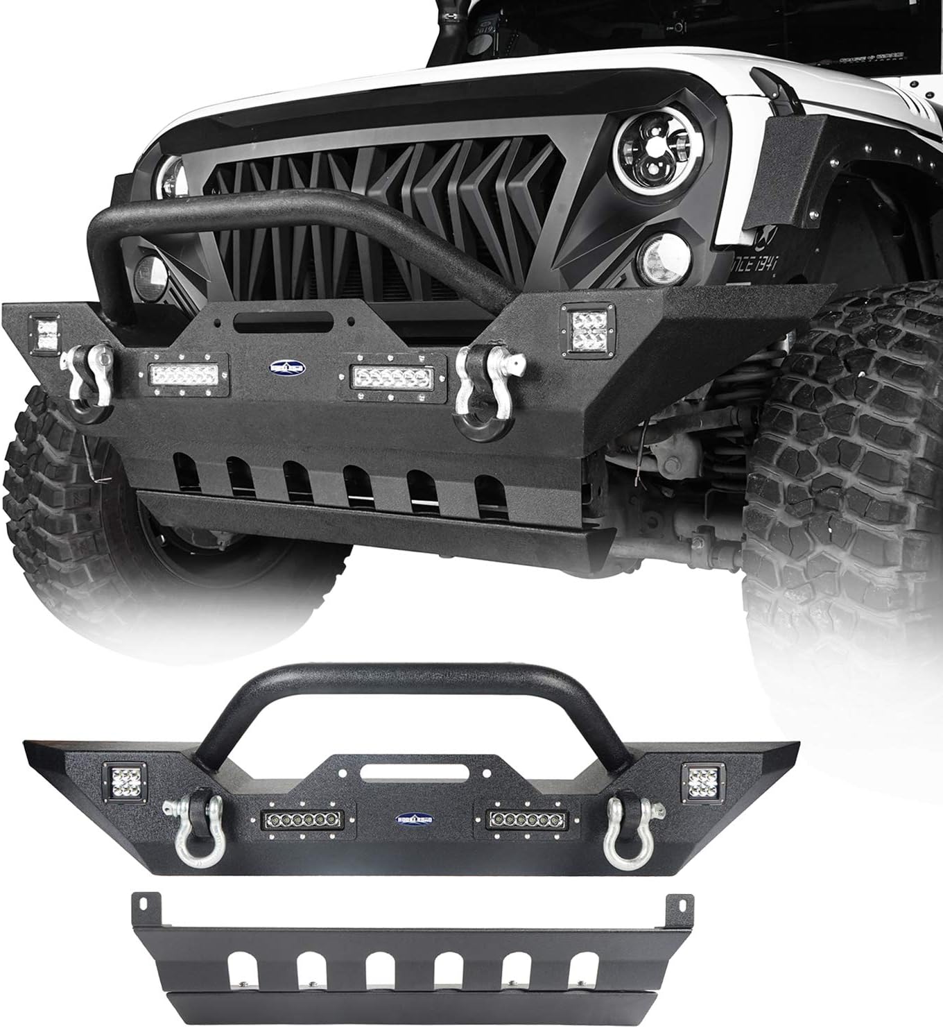 Amazon.co.jp Hooke Road ジープ ラングラー JK フロントバンパー スキッドプレートとウィンチプレート付き 2007