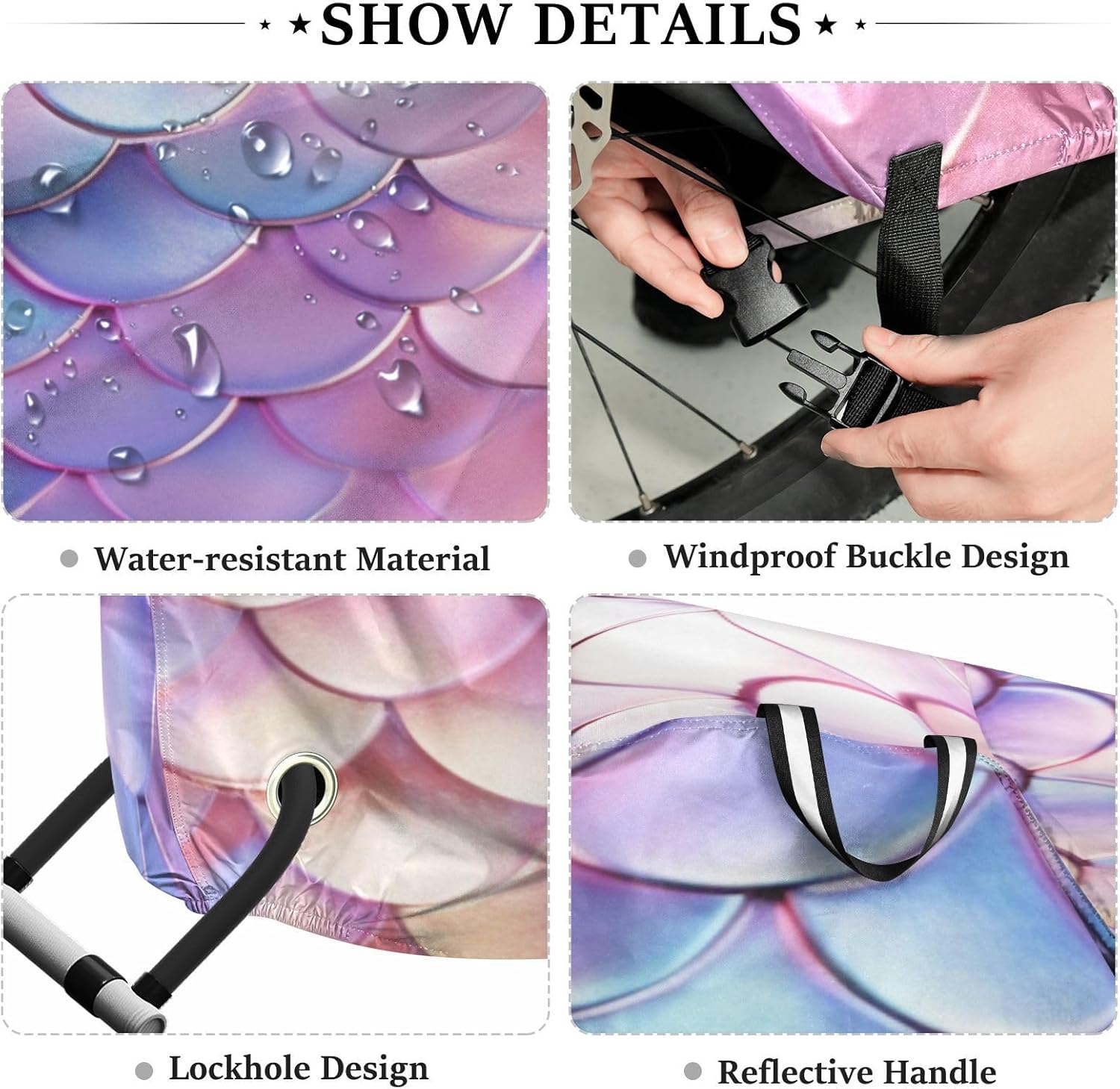 ALAZA Rainbow Mermaid Bike Cover Waterproof Outdoor Ebike Bicycle Covers Tarp Protection for 1/2 Bikes, Sun UV Dust Wind Proof