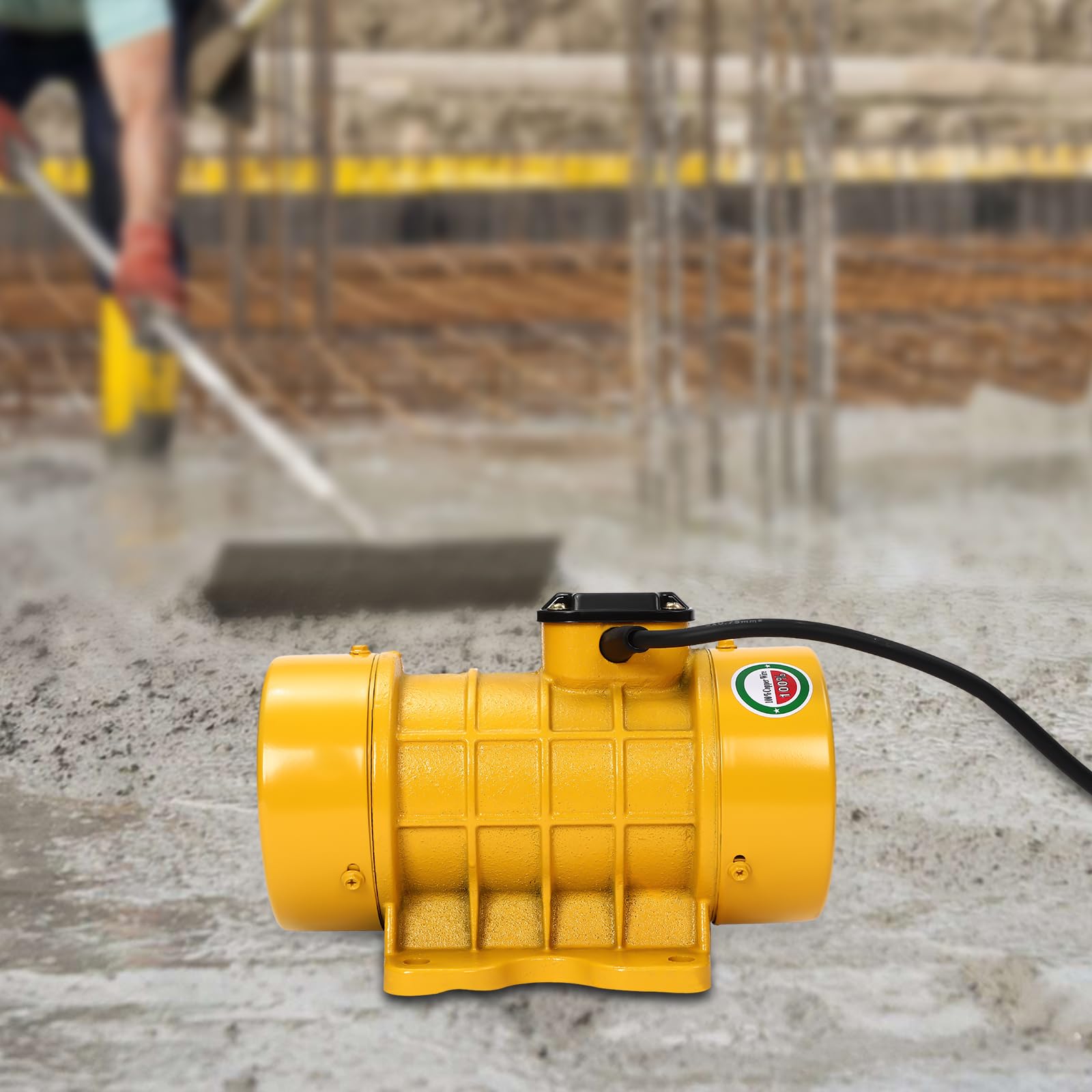 Beton-Vibrationsmotor 250W, Vibrationsmotor 2840 U/min 220V Geräuscharm mit kapazitive Schalter für Bergbau Metallurgie Kohle Strom Bau (Gelb)
