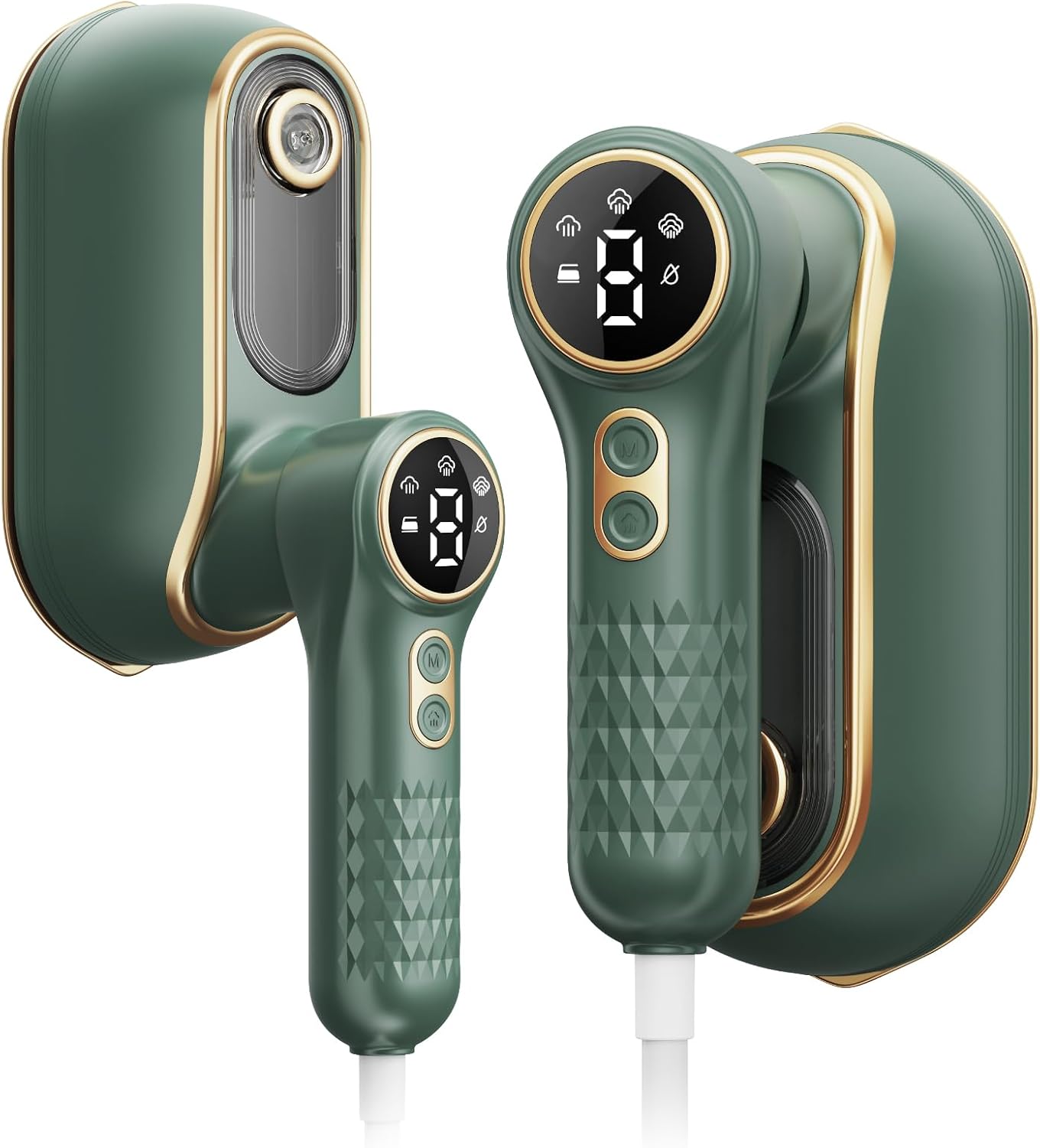 Portable Travel Steamer, 1200W Handheld Fabric Steamer for Clothes, 4 Modes with LCD Display, Powerful Wrinkle Remover for Home & Travel, 150ml Water Tank, 10S Fast Heat-Up, 180° Swivel Handle, Green