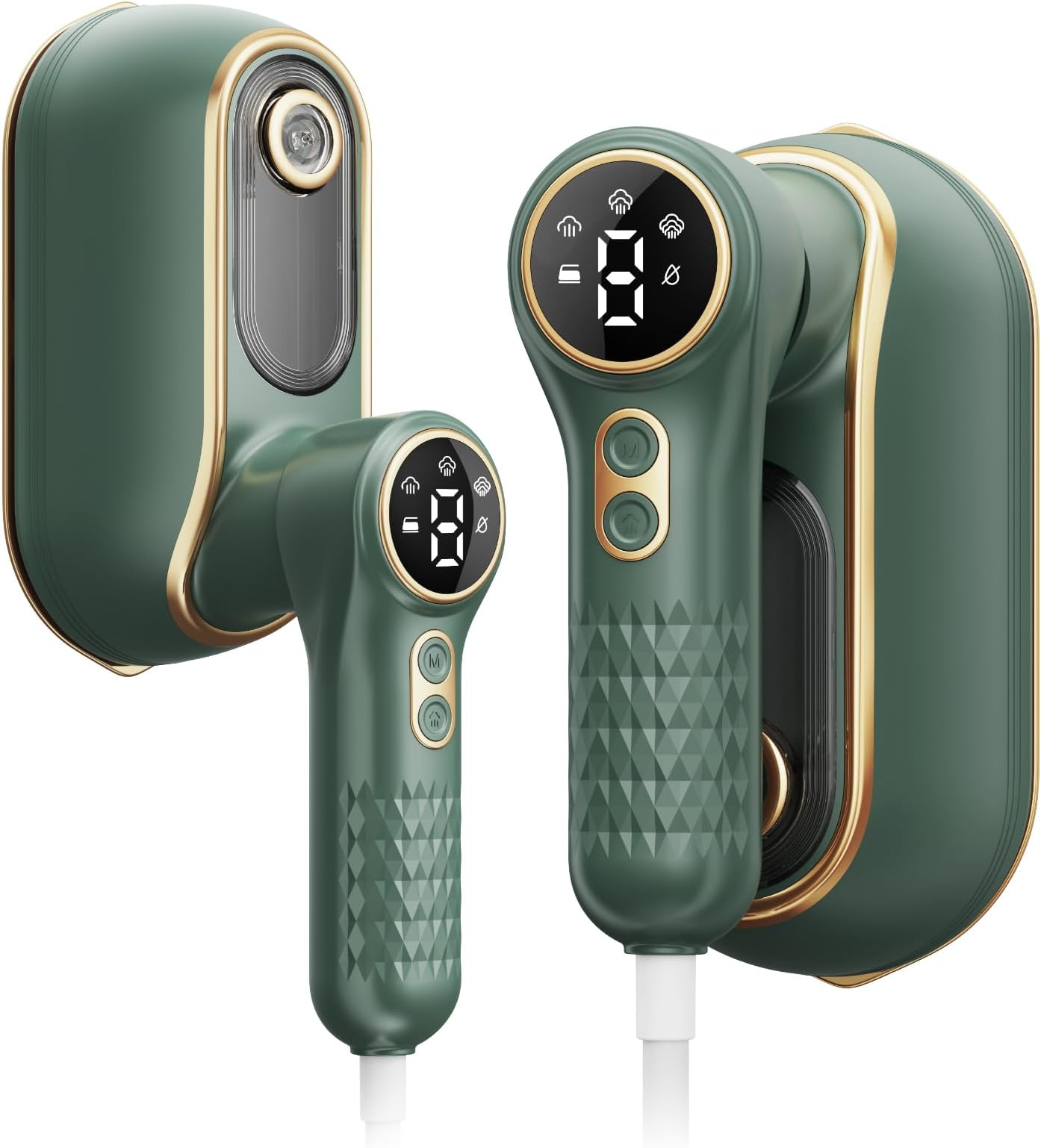 Portable Travel Steamer, 1200W Handheld Fabric Steamer for Clothes, 4 Modes with LCD Display, Powerful Wrinkle Remover for Home & Travel, 150ml Water Tank, 10S Fast Heat-Up, 180° Swivel Handle, Green