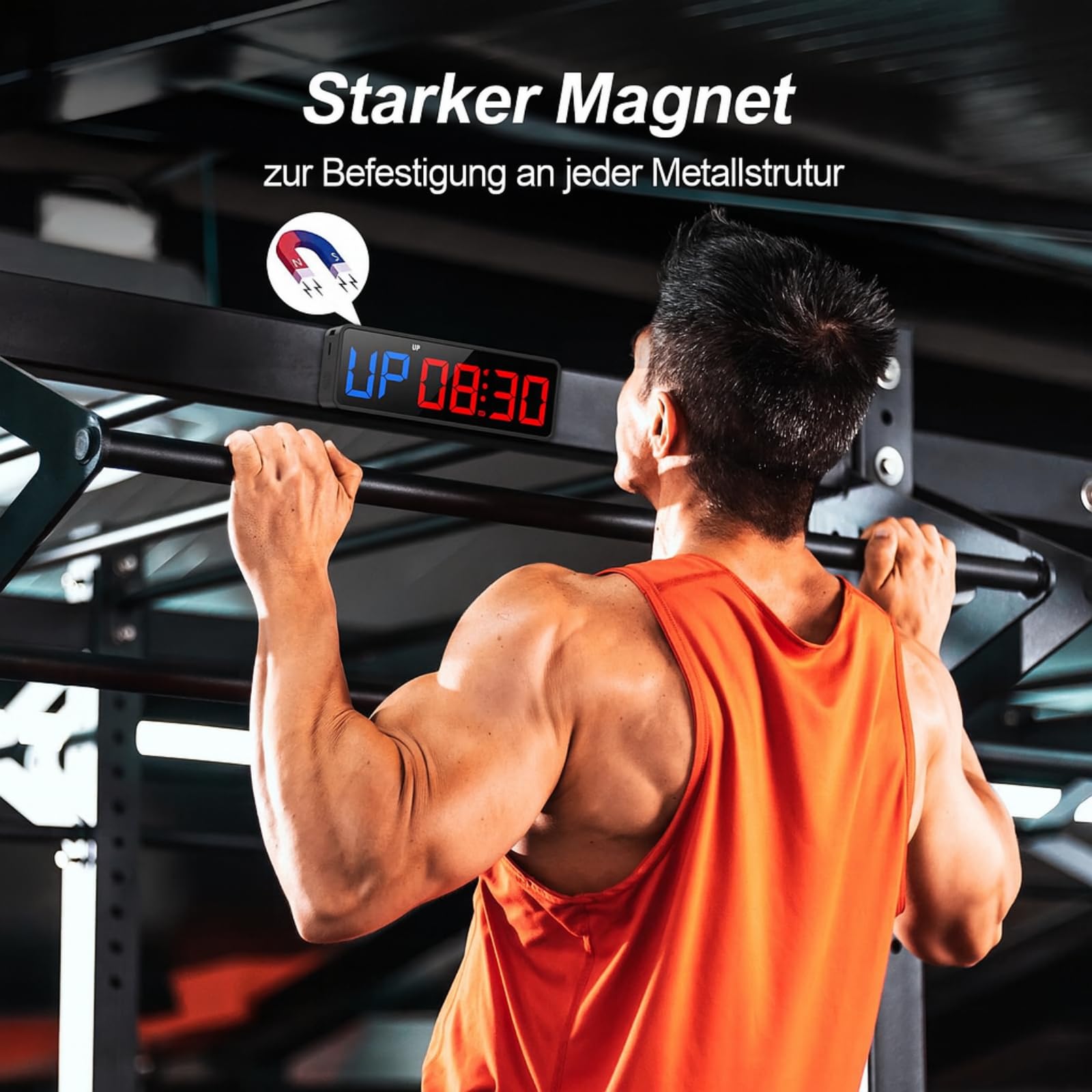 ANJANK Tragbarer Magnet Gym Timer & Uhr, CountDown/UP, Stoppuhr, Workout Intervall-Timer mit Fernsteuerung, Fitness Timer für Home Gym
