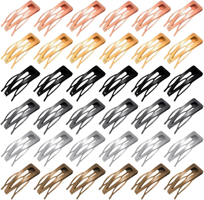 36 PCS Double Grip Hair Clips 6 Color Metal Snap Hair Clips Non Slip Hair Barrettes Hair Accessories for Women Girls Salon Supplies (Black, Gold, Silver, Rose Gold, Gun Black, Brown)