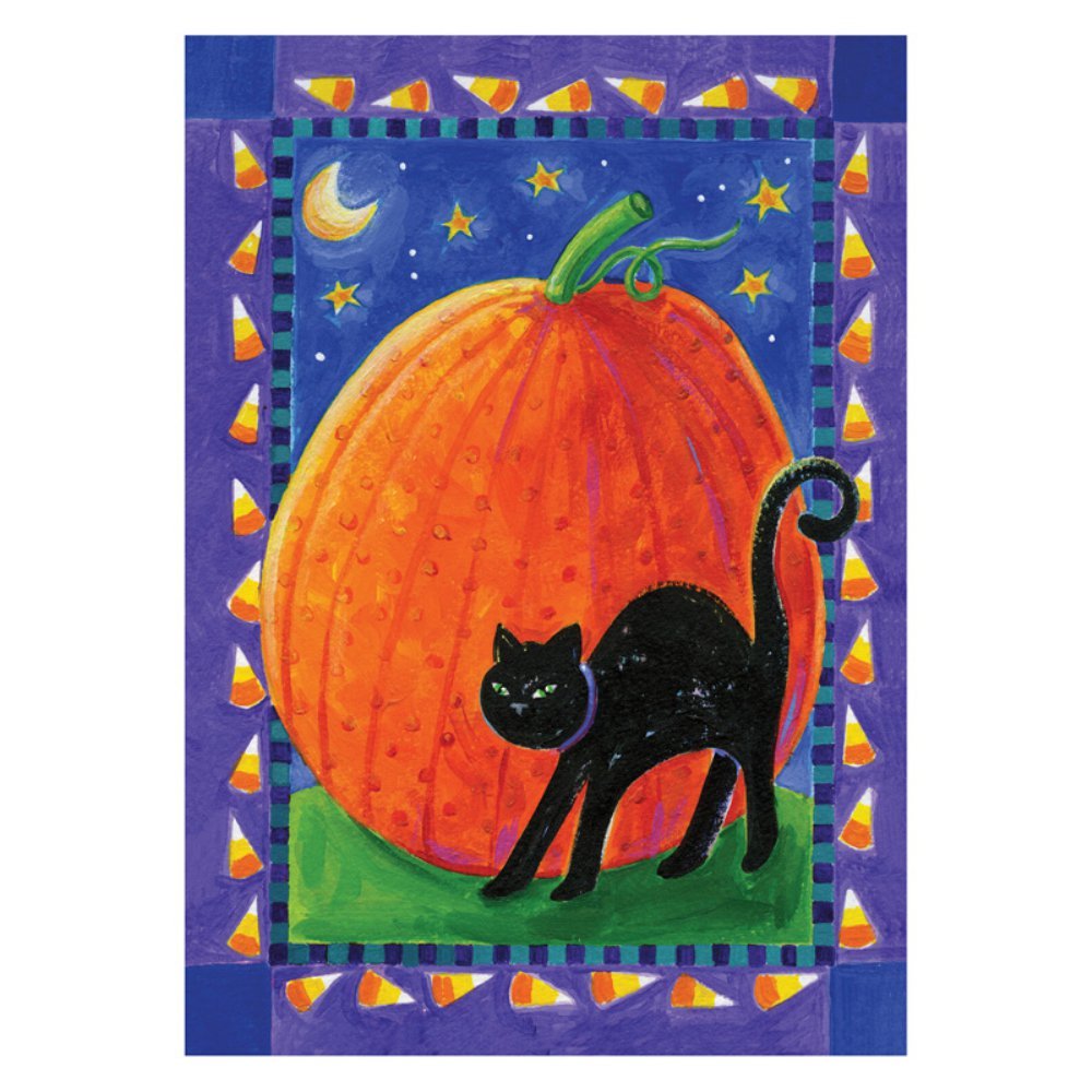 Drapeau de jardin citrouille et chat de grande taille pour une entrée chaleureuse