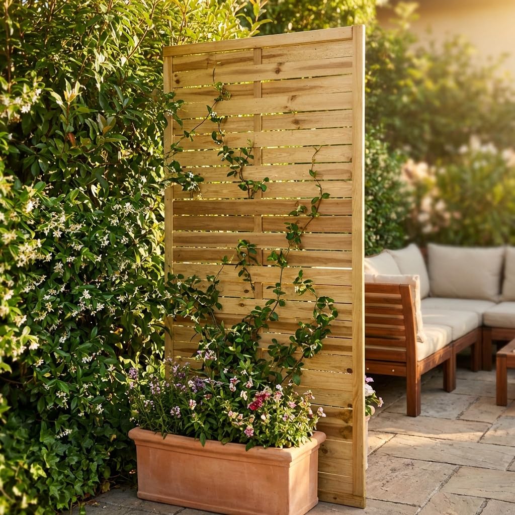 Suinga Panel Decorativo de Madera Recto 90 x 180 cm | Celosia para Jardin, Terraza y Ocultacion Exterior | Paneles Decorativos de Diseño