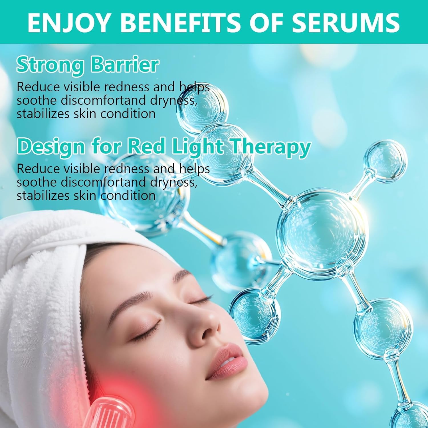 Red Light Therapy Activation Serum, Red Light Therapy Serums for Face and Neck, Hydrating Serum for Face, Facial Serums Anti Aging and Reduce Wrinkles, Pure Formula Facial Serum for Women, 1OZ - Image 3