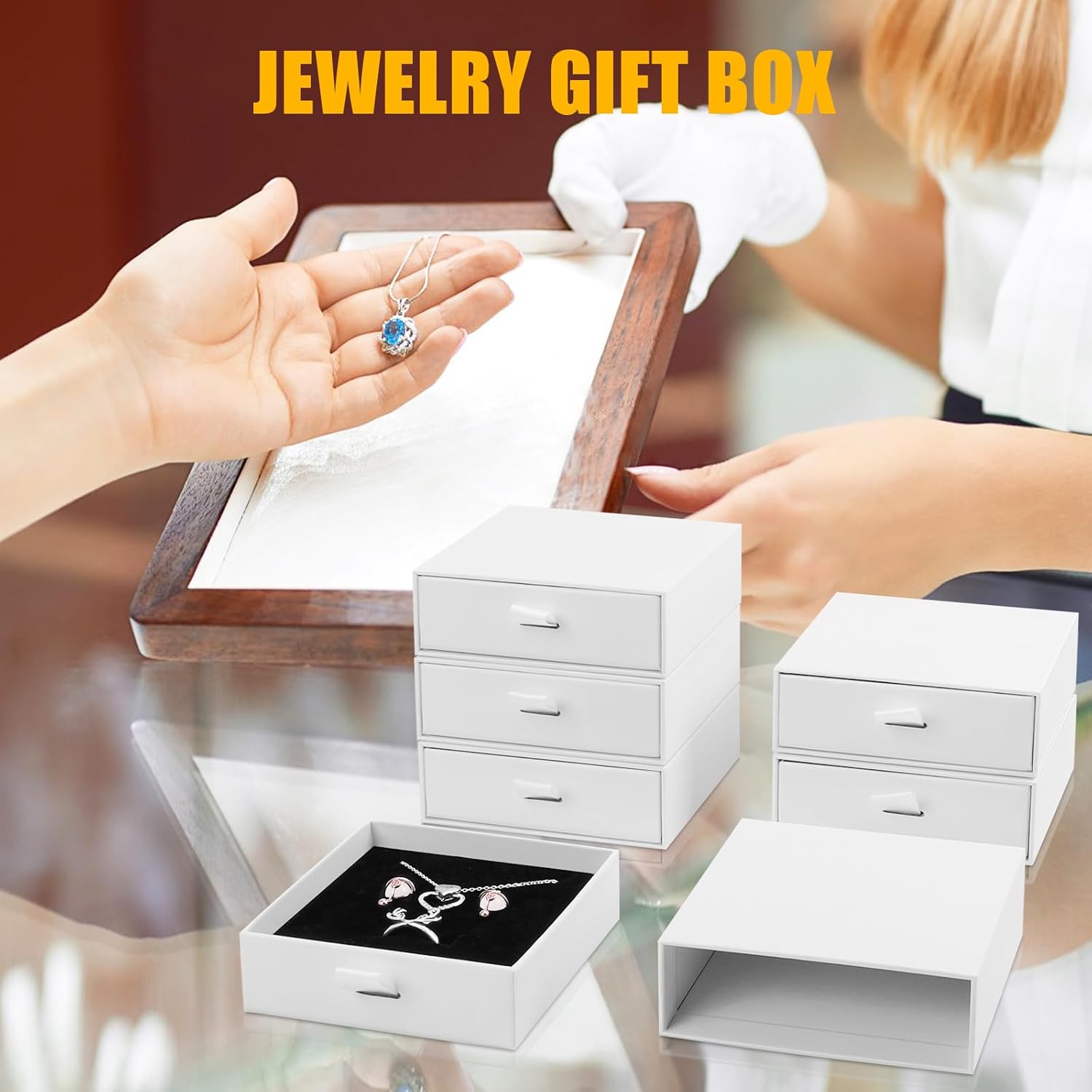 Cardboard Jewelry Boxes, 20 Pack 3.5×3.5x1Inch Jewelry Gift Boxes, Bulk Cotton Filled Small Jewelry Boxes with Lids for Necklace Ring Earring Display Box-White