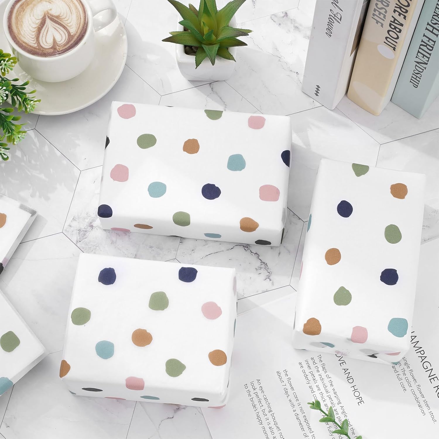 JarThenaAMCS Boho Tissue Paper Doodle Gift Wrapping Paper Hand Draw Dot Decorative Art Tissue for DIY Crafts Birthday Wedding Baby Shower Party Home Supplies, 14 x 20 Inch, 60 Sheets image 4