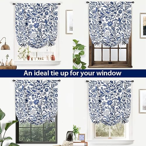 Driftaway 810063211714 Julia Watercolor Blooming Flower Floral Tie Up Curtain Thermal Insulated Blackout Window Adjustable Balloon Curtain Shade thumb #3