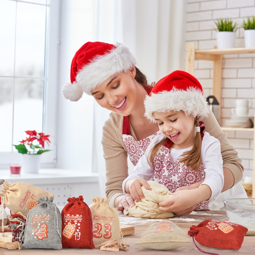 Calendrier de l'Avent 2024 à remplir pour enfants, femmes, hommes, sacs de calendrier de l'Avent, calendrier de Noël à remplir, 18 x 13 cm, grand calendrier de Noël Selber 24