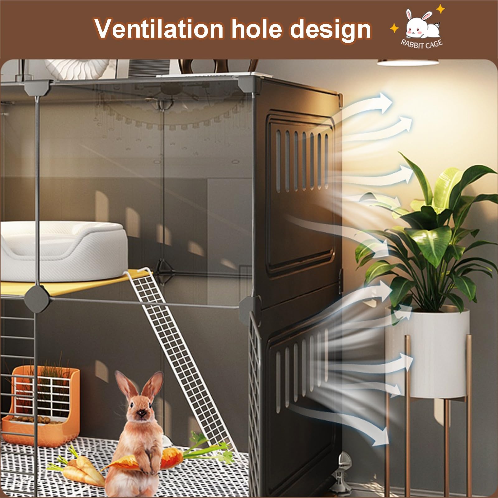 Cage D'Intérieur pour Lapins à 2 Couches avec 2 Plateaux Coulissants Profonds et Protection Contre L'Urine, Cage pour Cochons D'Inde, Maison pour Petits Animaux pour Lapin, Furet, Chinchilla