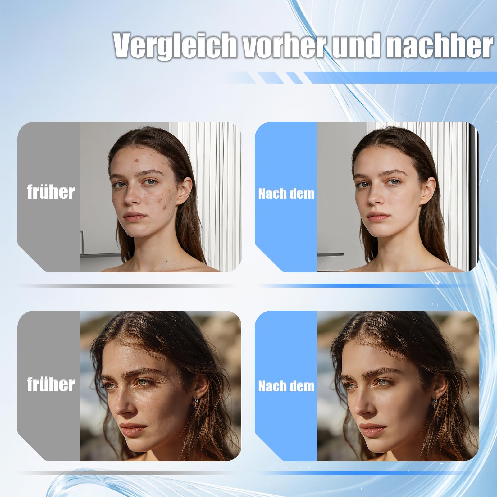 Masque Neck Set LED Visage Professionnel 7 Couleurs – Luminothérapie Anti-Âge Anti-Acné, Stimulation Collagène 630nm, Soin Visage Rajeunissement Peau, Réduction Rides & Taches-Blanc