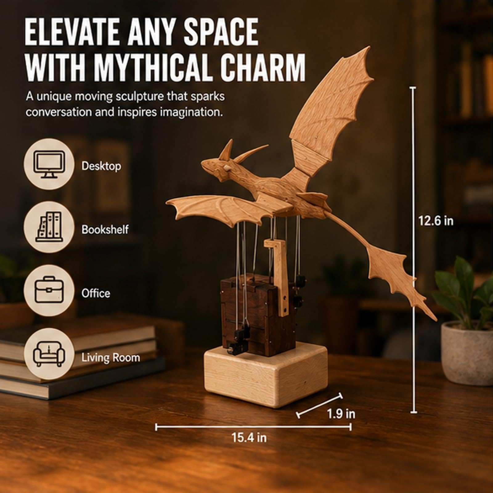 Modelo de autómata de dragón de criatura mítica occidental de madera
