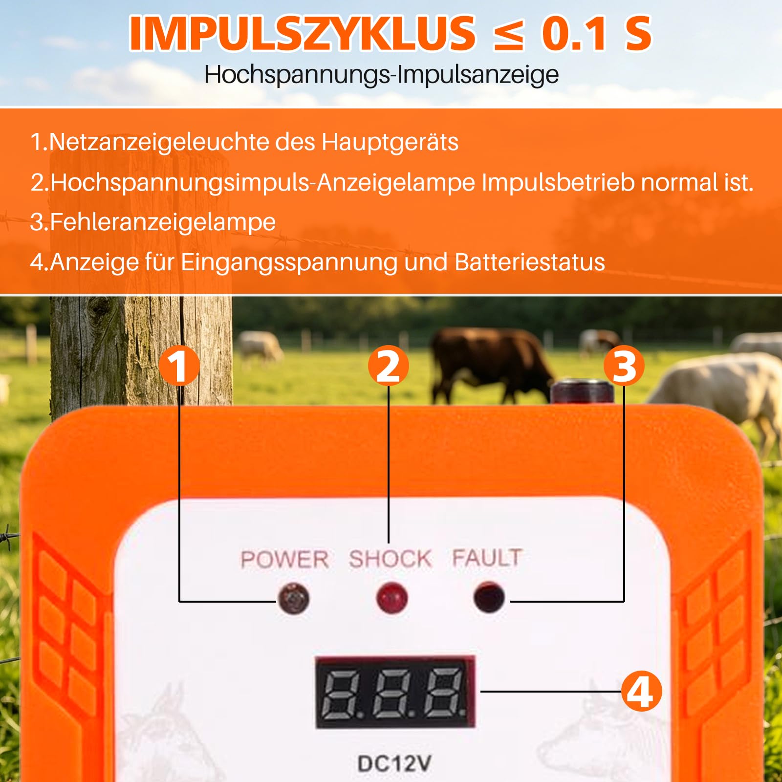 Elektryczne urządzenie do pobierania łąk, 12 V, dokładność odczytu, elektroniczne urządzenie ogrodzeniowe dla psów, kóz, owiec, koni, kurczaków, łatwy w instalacji
