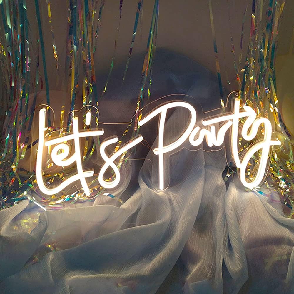 Crazy Clearance COLYSOR Let's Party Neon Sign for All Party Decoration, Neon Signs Lets Party with Dimmable Switch for Birthday Party Holiday Party 23x10inch (White) Black Friday 🔥 COLYSOR Let's Party Neon Sign for All Party Decoration, Neon Signs Lets Party with Dimmable Switch for Birthday Party Holiday Party 23x10inch (White)