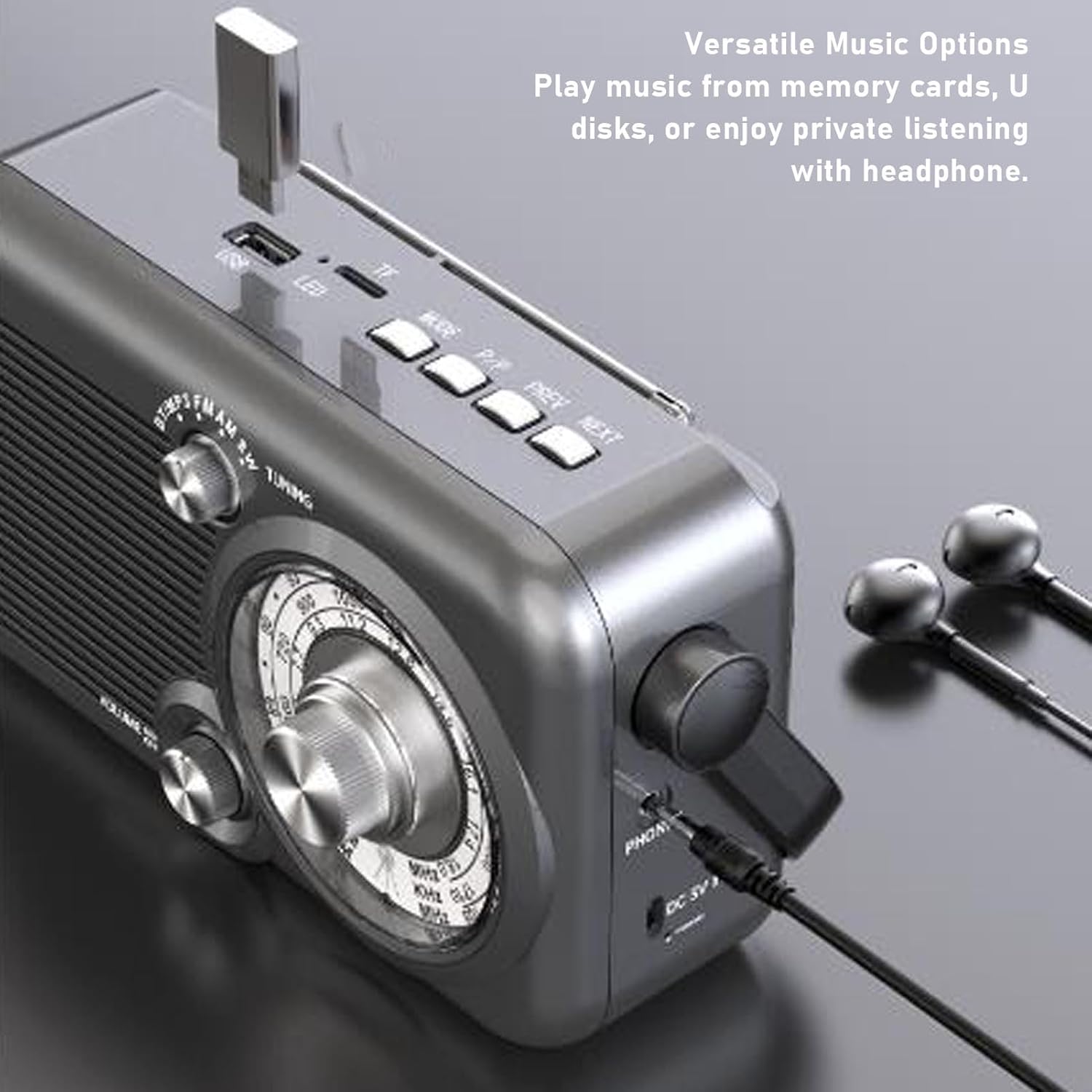 Zunate Portable AM FM SW Retro Radio with Bluetooth 5.3, U Disks Playback, Long Battery Life, Wireless Music Streaming, and Extended Antenna for Phones & Tablets