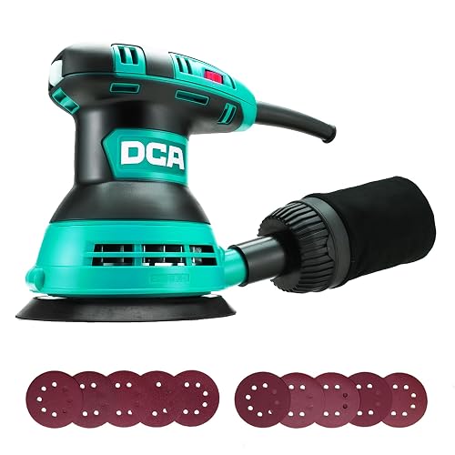 DCA Ponceuse Excentrique 300W, 6 Vitesses 12000RPM Ponceuse Orbitale, avec