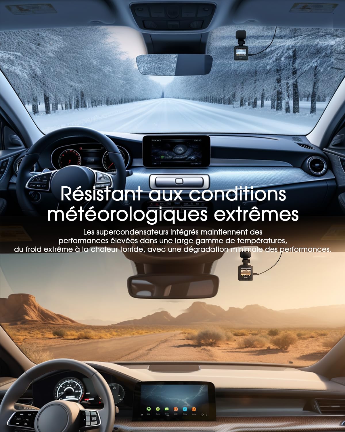 Avylet 2K Dashcam Voiture, 1440P Wi-FI Caméra Embarquée Voiture App, Mini Dash Cam Avant, GPS Externe, Écran IPS de 1.5", Vision Nocturne, WDR, 24H Mode Parking, Capteur G, Enregistrement en Boucle