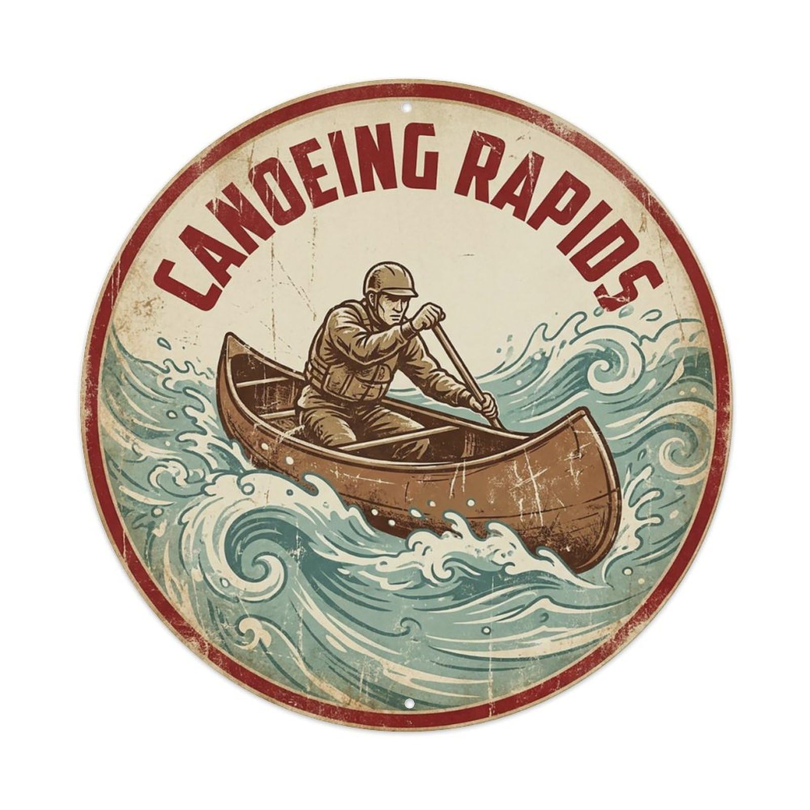 Vintage Canoeing Rapids Extreme Sports Vintage Metal Tin Sign Plaque Wall Decor for Cafe, Club Bar, Office, Garden Metal Poster 8x8Inch
