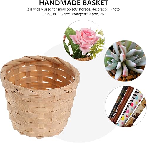 Miniatura 5 de SEWACC Mini cesta tejida de madera, 10 unidades, 3.0 x 2.4 in, figuras de cesta tejida de madera, cestas de flores pequeñas, cestas de