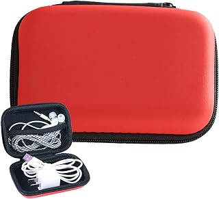 Cable Organizer Bag Travel Storage Bag Electronic Items Organizer Cables Organizer Travel Portable Cable Bags for Cable Storage Bag, plain red, See description | kablar arrangör resor bärbara kabelväskor för kabel förvaringsväska, röd, 説明を参照してください, Se beskrivning