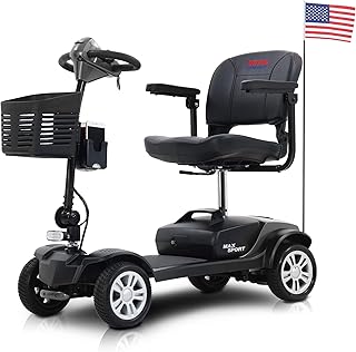 Metro Mobility Scooter for Adults Senior-4-Wheel Adult Scooter 300 lbs for Travel-Foldable Electric Wheelchair-with Cup&Phone Holders-Max Sport Grey