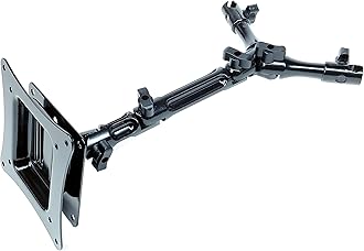 Headrest Mount Bracket for TV & Monitor : All Sturdy Short Length Y-Shaped Metal Supports Added one More 95 mm Joint and Lift Off Type VESA Standard Steel Plate : Easy to Insert and Remove Way