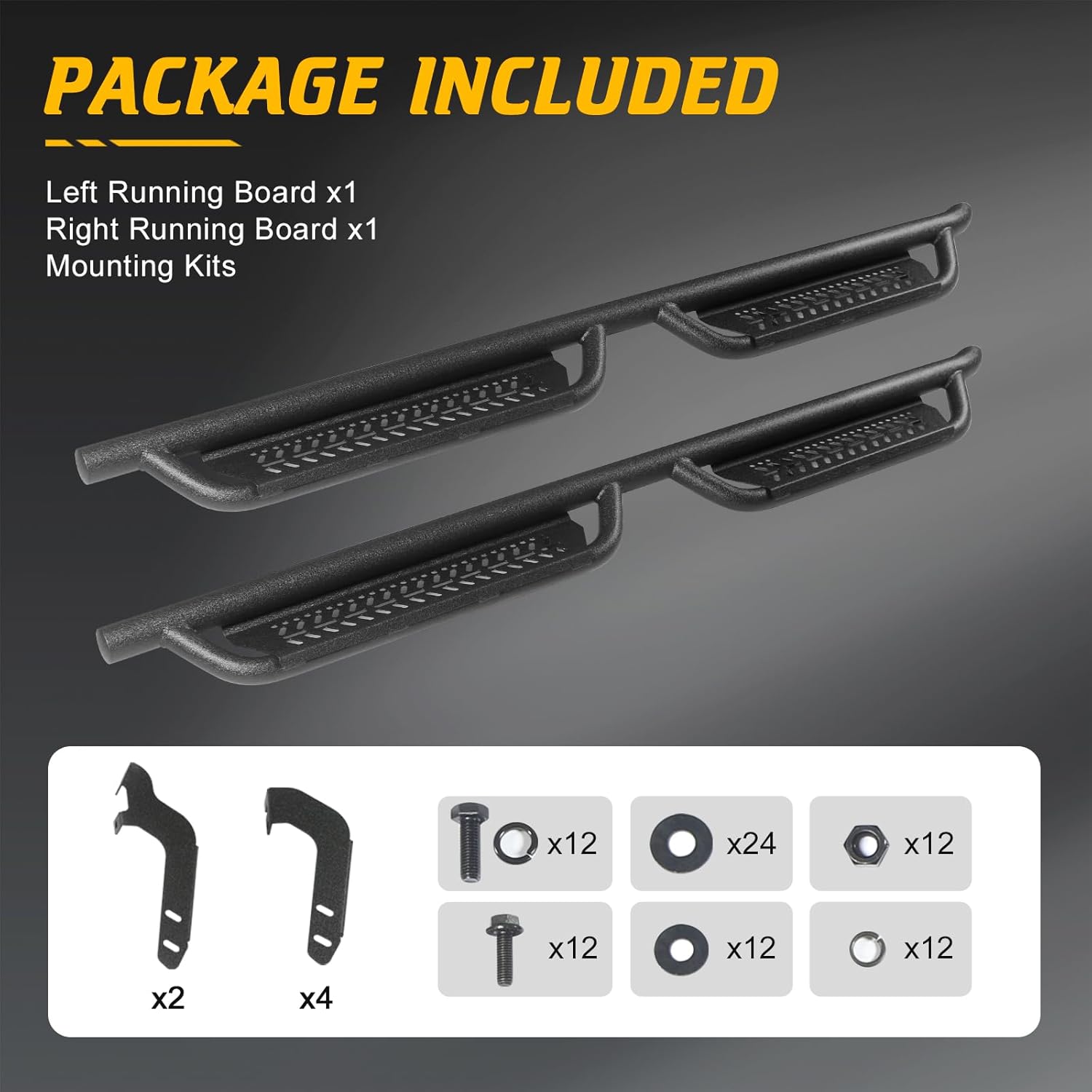 Running Boards Fit for Toyota Tundra Double Cab 2022-2025 2026 (2 Narrow Rear Door) Anti-Slip Alloy Steel Drop Down Side Steps Two Stair Rock Sliders Rails nerf Bars Black Powder Coated