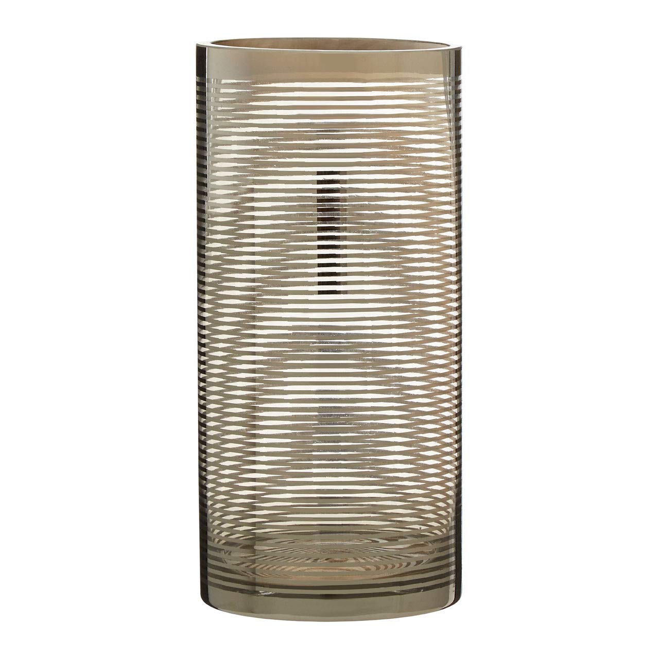 Premier Housewares Raya Nickel Stripe Glass Vase Silver