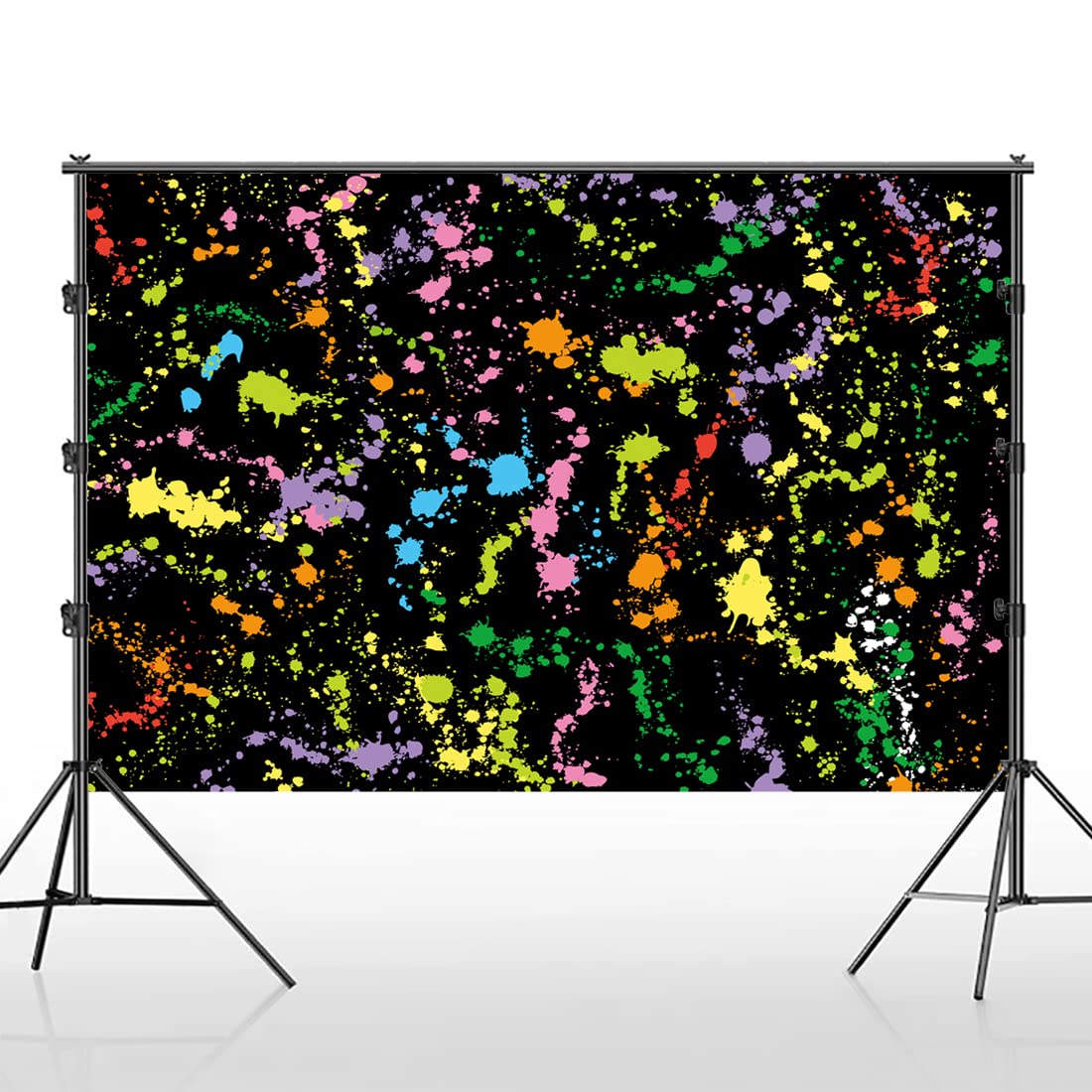 Colorful Paint Splash Backdrop Abstract Graffiti Style Photography Background Neon Glow Splatter Hip Hop Disco Retro 80's 90's Happy Birthday Glow Party Art Vinyl 10x7ft Banner Photo Studio Props…