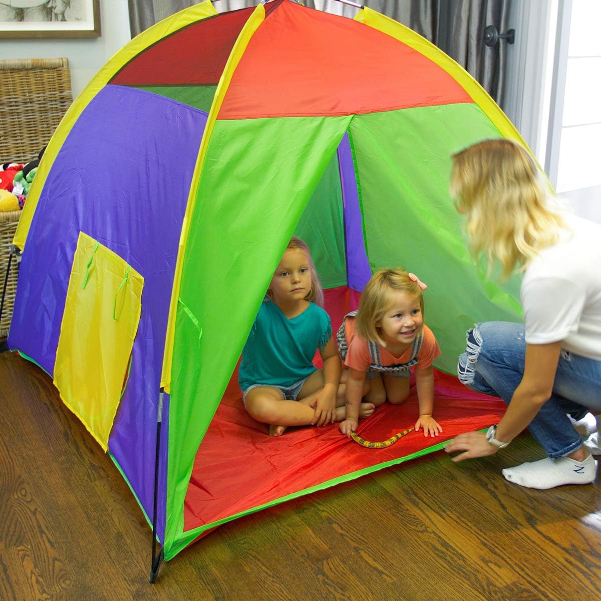 Multicolor Fiberglass Kids Pop-Up Play Tent 58"