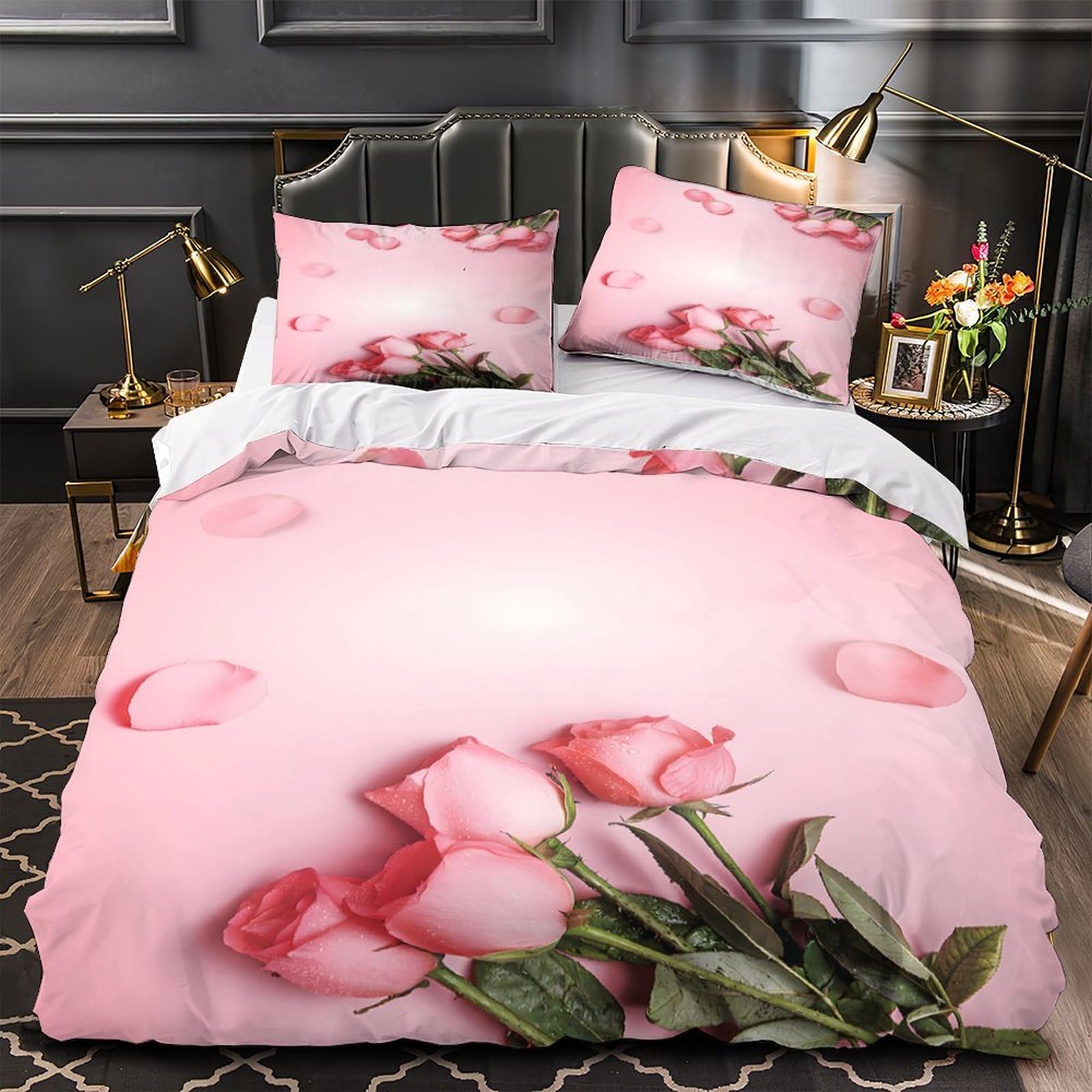 Housse de couette roses 140x200 pour une chambre d'ado romantique