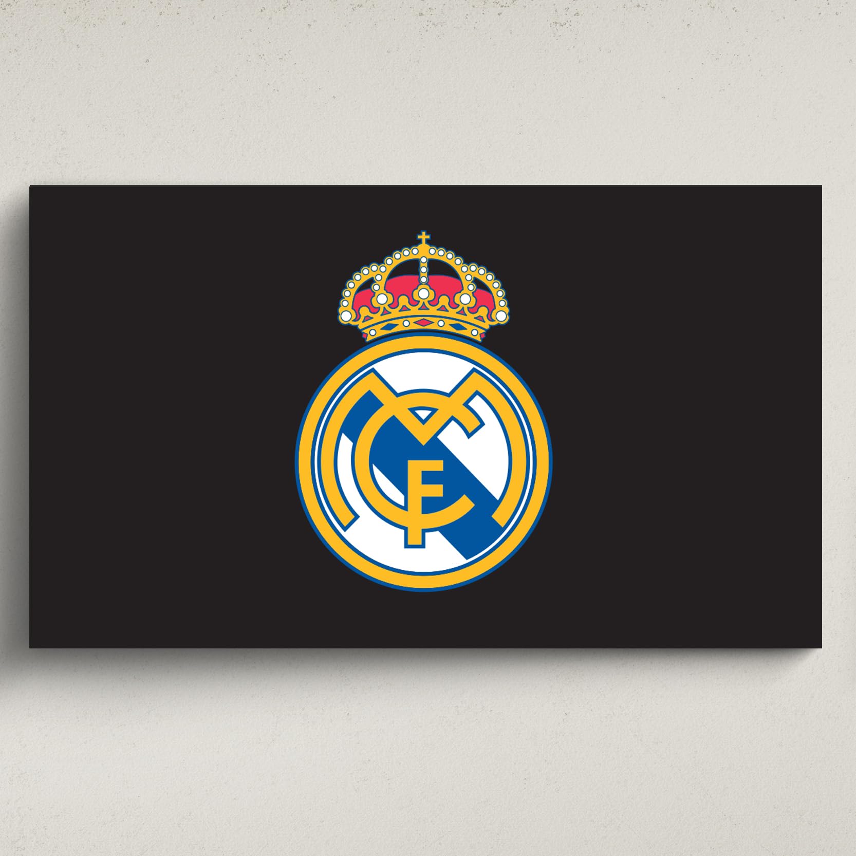 fan decor Licensed Décor Real Madrid Acrylic Wall Art - Large (130cm (w) x 80cm (h) - Full Colour Crest on Brand Black