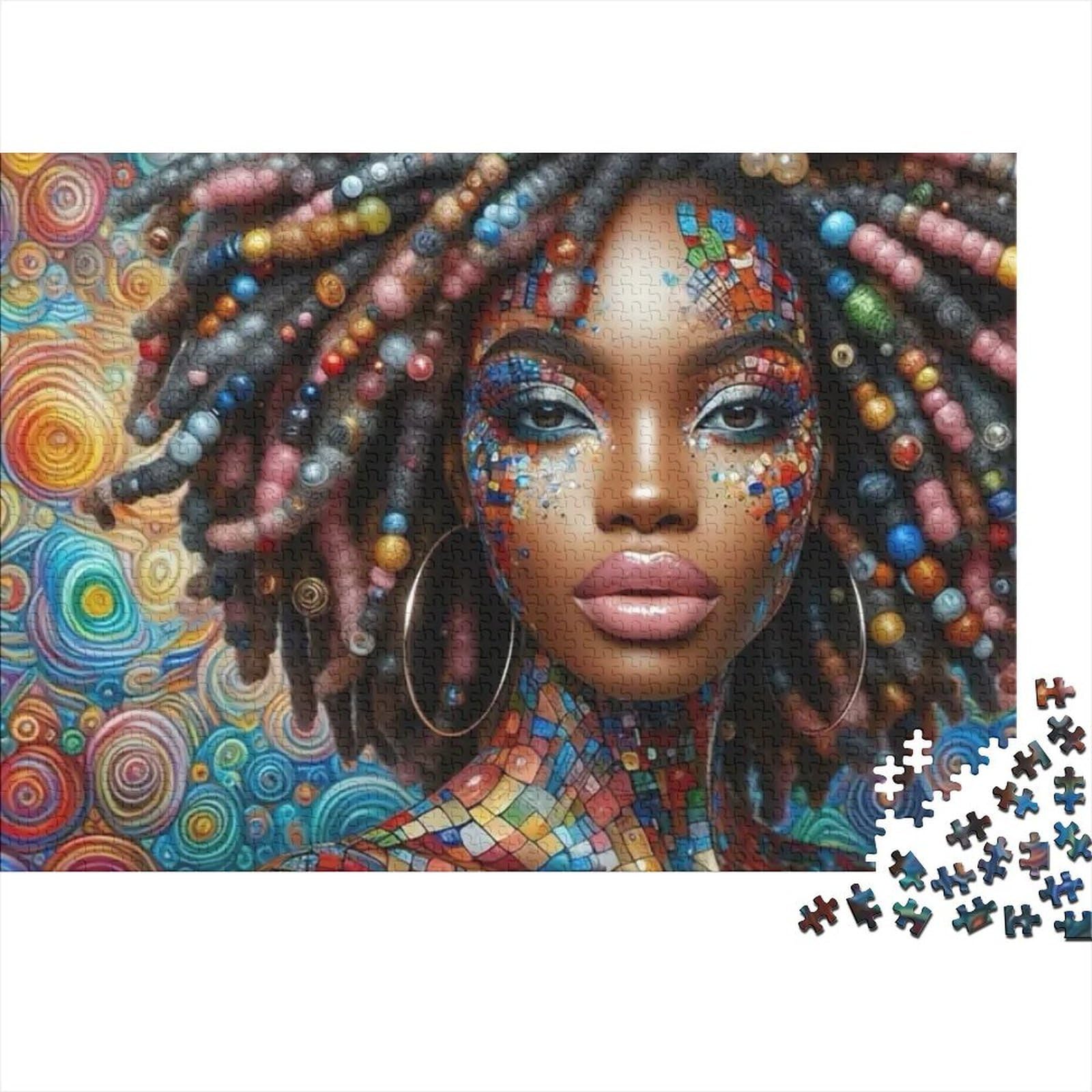 Colorful Dreadlocks Abstract Art 1000 Piece Jigsaw Puzzle Paper for Adults Vibrant Decorative Style Gift for Relaxation Focus Home 52x38cm/1000pcs